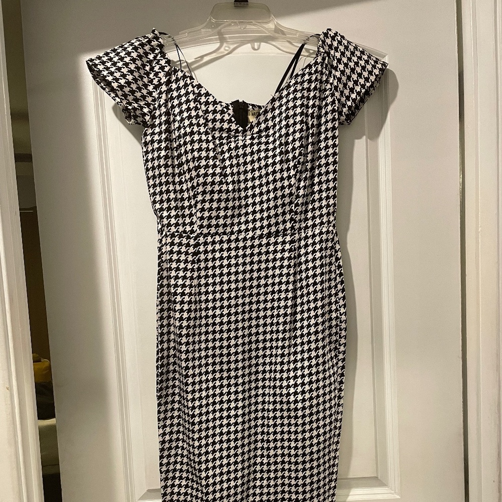 British Retro Houndstooth Pencil Dress